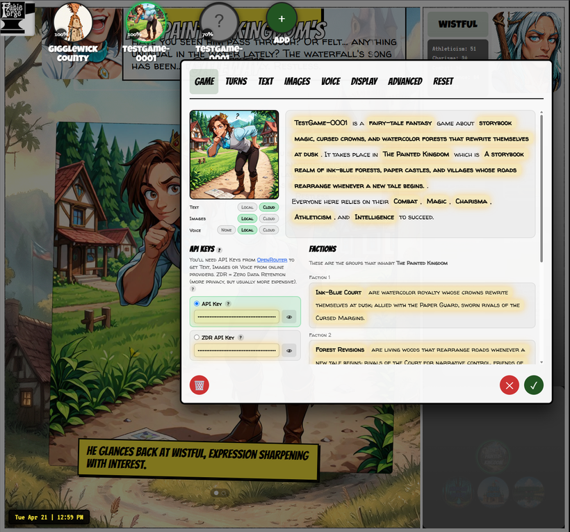 Game Settings dual columns